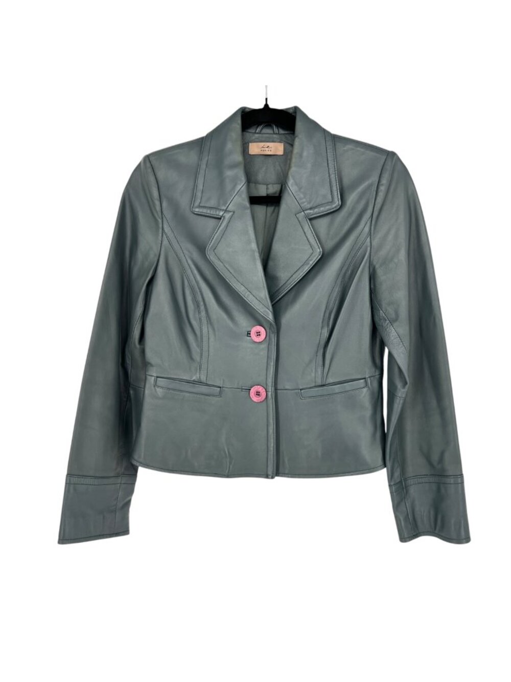 i.e. petite Leather Blazer Jacket Dark Gray Blue Size Small Petite Purple Button